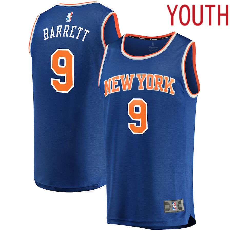 Youth New York Knicks #9 RJ Barrett Fanatics Branded Blue Replica Fast Break NBA Jersey->customized nba jersey->Custom Jersey